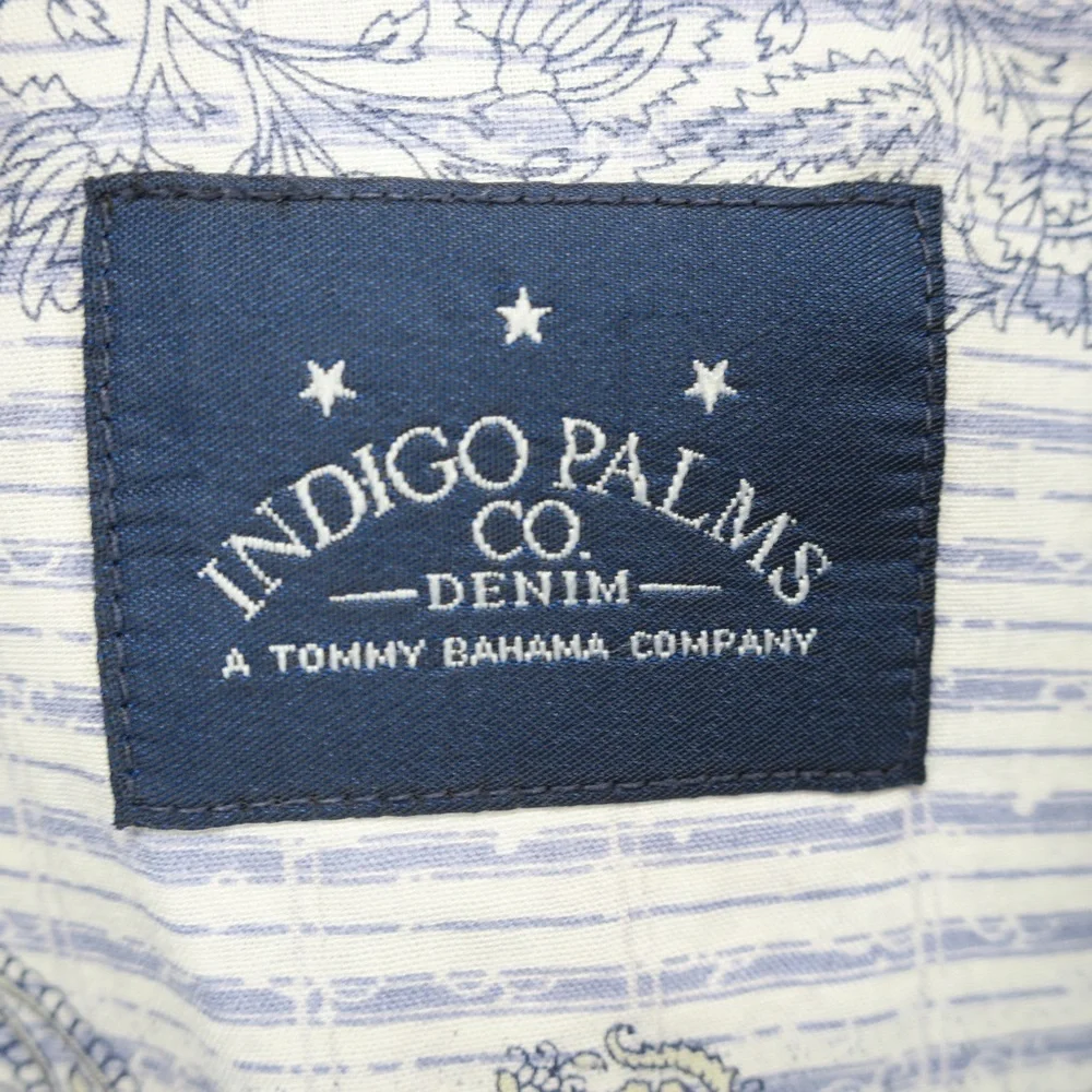 Indigo Palms Co Tommy Bahama Button Up Paisley Print‎ Shirt Mens Large Blue